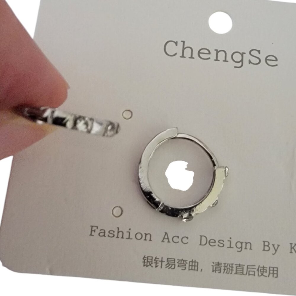 Silver & Rhinestone Small Earring Hoops